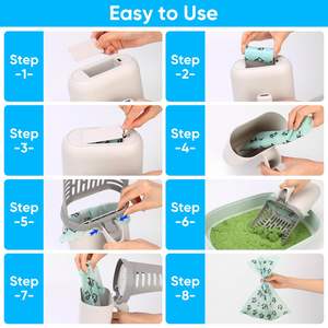 Pala de arena para gatos Tpe integrada, herramienta de limpieza de inodoro para gatos domésticos, eliminación de residuos de mascotas, basura con deflector con bolsa para caca - Product Image 2