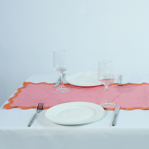 Camino DE MESA DE LINO minimalista tejido en color liso para recepción de bodas y otros ajustes de mesa elegantes - Product Image 5