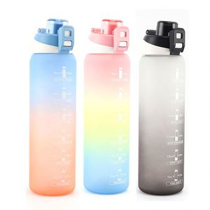 Hot Sell Water <b>Bottle</b>, <b>Straw</b> Time Marker Gradient Plastic Water Leakproof <b>Bottle</b> Sports Portable Water <b>Bottle</b> 1000ml/ - Product Image 6
