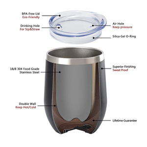 De acero inoxidable aislado 12oz vaso taza con tapa paja para café o <span class=keywords><strong>vino</strong></span> - Product Image 4