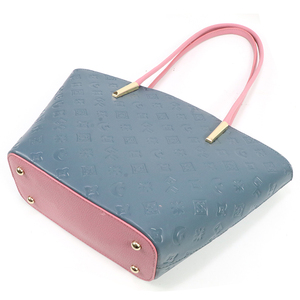 Fashion Women Tote Bag PU Leather Embossed Shoulder Handbag Color Block Large Capacity Daily Shopping Bag - Product Image 2