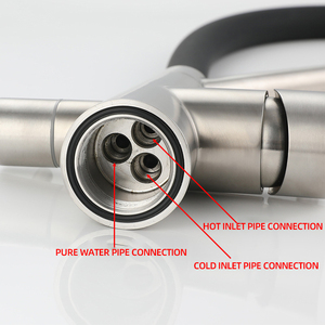 Rubinetto da Cucina per Acqua Calda in Acciaio Inox 304, Miscelatore Tre-in-Uno per Acqua Calda e Fredda con Tubo Flessibile in Silicone Nero - Product Image 4