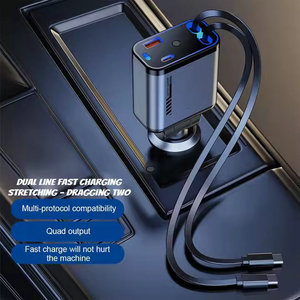 C6 Có Thể Thu Vào Loại C Pd Cáp 120W Nhanh Chóng Sạc Điện Thoại Xe Hơi Sạc Trạm Bầu Trời Đầy Sao Môi Trường Xung Quanh Ánh Sáng Nhanh Chóng Sạc Adapter - Product Image 2