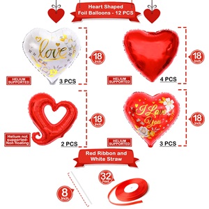Lot de 12 ballons en forme de cœur de 18 pouces pour la Saint-Valentin, ballons en forme de cœur pour <span class=keywords><strong>d</strong></span>écorations romantiques de soirée spéciale - Product Image 4