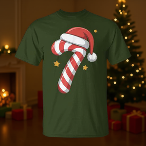 Camiseta navideña con diseño a juego de Candy Cane 7 y gorro de Papá Noel - Product Image 3