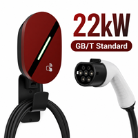 Pengisi Daya EV GBT 22kW 32A 3 Fasa Standar Cina, Tahan Air IP65, 12 Lapisan Pengaman, Stasiun Pengisian Daya Dinding Rumah, WiFi Pintar, NFC EVSE