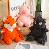 Sac à dos en peluche de qualité supérieure, cochon de ferme rose, sac à dos de dessin animé panda, sac à dos en peluche renard doux