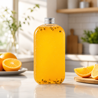 Bouteille de boisson en plastique jetable de 300 ml, 400 ml, 500 ml, flacon plat transparent en PET, contenants pour boissons, jus de fruits, infusion froide