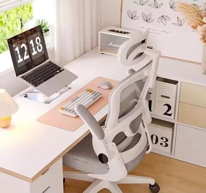 เก้าอี้สำนักงานที่ออกแบบตามหลักสรีรศาสตร์เก้าอี้สำนักงานมีพนักพิงสูงสะดวกสบายสะดวกสบายในการจัดการคอมพิวเตอร์ดีไซน์ตาข่ายหมุนได้ทันสมัยผ้าโลหะปรับได้ - Product Image 5