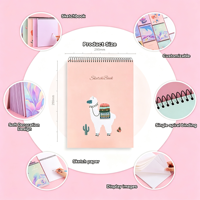 Cuaderno de Dibujo A4 con Espiral Superior, Diseño de Alpaca, Papel en Blanco para Dibujar, para Niños, Estudiantes, Arte