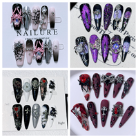 Nouveau à la mode Halloween 3D citrouille démon presse-sur les ongles Cat Eye Design ABS matériel pour les fêtes