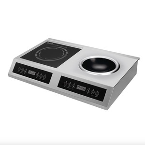 Table de cuisson à induction double foyer 3500W+3500W, étanche, plate et concave, pour usage en cuisine d'hôtel AM-CD208 3500W - Product Image 1