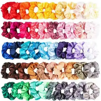 Penjual teratas scrunchies sutra grosir kualitas tinggi ikat pinggang sutra warna solid besar scrunchies elastis scrunchies dalam berbagai warna