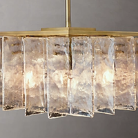 Lustre de plafond rectangulaire moderne en verre brosse effet glace pilée, luminaire suspendu pour îlot de cuisine, salle à manger, hôtel, bar, hall d'entrée