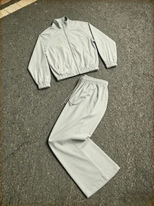 Ensemble de survêtement unisexe sportif et décontracté, couleur unie, coupe longue, col montant, fermeture éclair, respirant, coupe régulière, printemps - Product Image 2