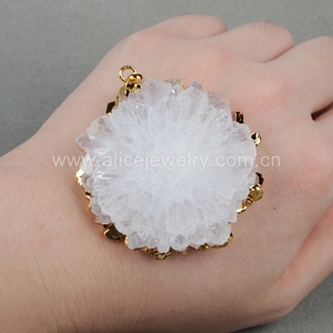 Csja — pendentif en cristal de quartz, avec fleur de <span class=keywords><strong>soleil</strong></span> blanche, druse, bijou solaire, minéraux, G0829 - Product Image 5