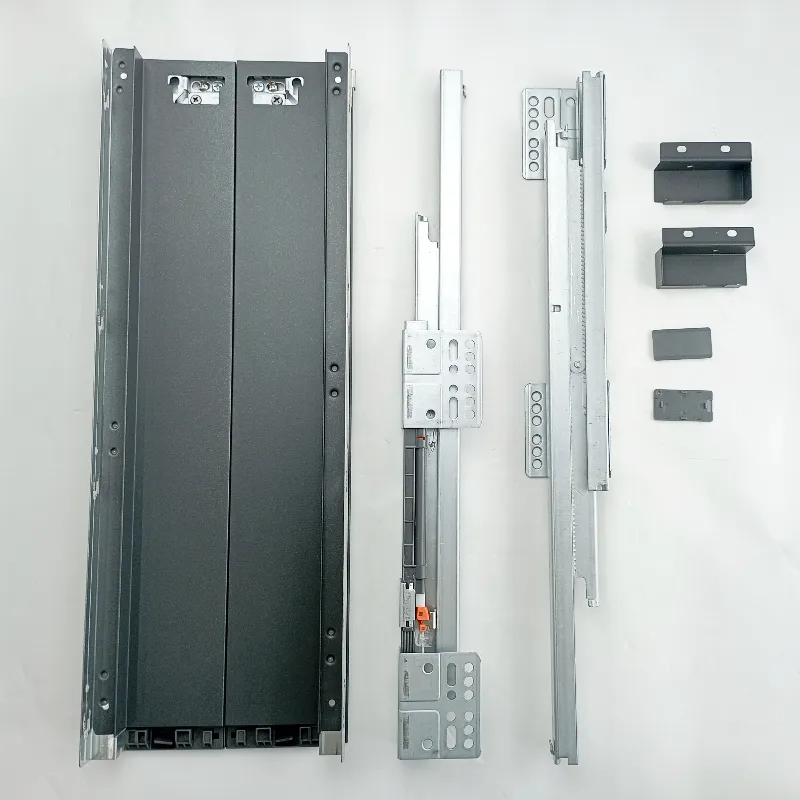 도매 하이 퀄리티 슬림 서랍 레일 서랍 슬라이더 금속 상자 소프트 닫기 서랍 슬라이드