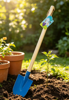 Ensemble d'outils de jardinage pour enfants, 4 pièces, outils de jardinage à long manche avec pelle et râteau à manche en bois pour la plantation en plein air des enfants