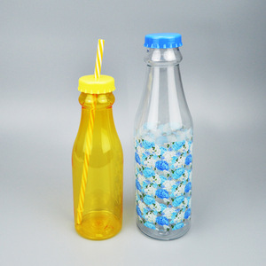 Pet Water Bottle With <b>Straw</b> <b>Reusable</b> Beverage Packaging Travel Use Custom Made Color Unisex - Product Image 1