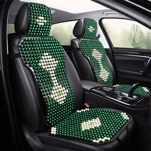 Fundas de Asiento de Coche, Juego Completo, Cuentas de Madera Hinoki, Rojas, para Asientos Delanteros, Refrigeración de Verano, Ajuste Universal - Product Image 2