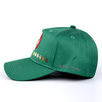 Gorras de béisbol de poliéster con etiqueta impresa verde de 5 paneles, sombrero personalizado para mujer, gorra de béisbol de Color sólido para exteriores antigua