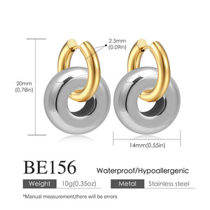 Boucles d'oreilles créoles en hématite noire naturelle, en acier inoxydable, résistantes à la décoloration, même style que les blogueurs d'Instagram, pour hommes - Product Image 2