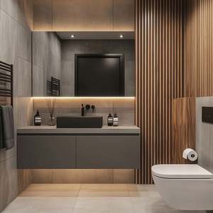 Mueble de Baño con Lavabo Integrado, Estructura de MDF, Encimera de Piedra, Resistente al Agua, Listo para Instalar - Product Image 2