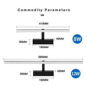 Lampe de courtoisie portable étanche, lumière du jour simulée, éclairage de salle de bain, miroir lumineux LED en aluminium - Product Image 5