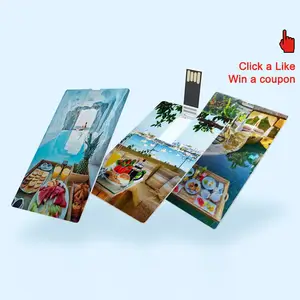 Visitekaartje Usb 2.0 Full Color Printing Populaire Gift Reclame 8Gb Plastic Pendrive 16Gb Credit Card Usb Flash drive
