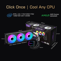 Refroidisseur liquide noir LOVINGCOOL pour processeur, 360 mm, AIO, refroidisseur à eau PWM ARGB AM4 AM5 LGA1700, trois ventilateurs, refroidissement par eau du processeur PC