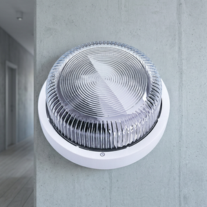 Lampada da parete rotonda impermeabile senza griglia bianca IP44 (Fenoplastica 7210B) attacco E27 Modello 097210BL - Product Image 3