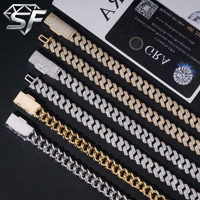 Collier Hip Hop Iced en Argent Sterling 925 avec Diamant Moissanite SF VVS, Style Luxe Léger, Chaîne Maille Cubaine Miami 16mm