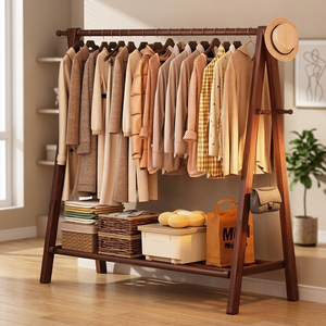 Perchero moderno de madera con estante y ganchos para dormitorio, muebles para el hogar, almacenamiento y organización de ropa y accesorios - Product Image 2