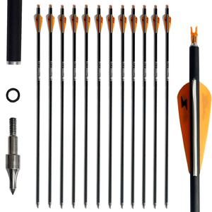 Flechas de carbono de 31 pulgadas <span class=keywords><strong>para</strong></span> práctica de tiro con arco, flechas de caza <span class=keywords><strong>para</strong></span> arco compuesto y recurvo con puntas extraíbles (paquete de 12) - Product Image 1