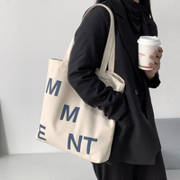 Sac fourre-tout en toile écologique et recyclable avec logo personnalisé, motif lettres, longues poignées, fermeture éclair, sac de shopping moderne promotionnel