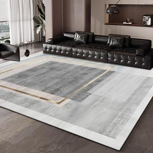 พรมห้องนั่งเล่นสไตล์อิตาลีหรูหราเบาๆ รูปทรงสี่เหลี่ยมผืนผ้า ลายเรขาคณิต ผ้ากำมะหยี่คริสตัล กันคราบสกปรก ใช้ในบ้าน ดีไซน์ใหม่ปี 2025 - Product Image 4