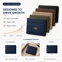 Cartera de Cuero Azul Marino para Hombre, para Viajes de Negocios, con Diseño Delgado y Múltiples Ranuras, con Función RFID Opcional, Compacta, OEM