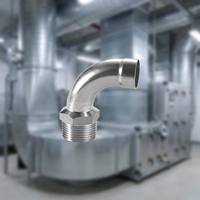 Coude industriel forgé en acier inoxydable poli SS304 à 90 degrés, raccord à sertir pour filetage mâle, pour systèmes CVC et de ventilation