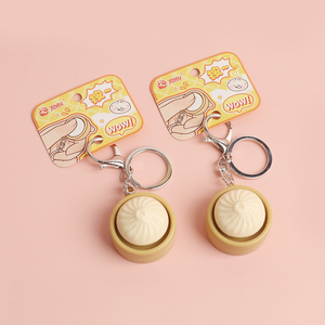 QYS Simulation Steamed Bun Fidget Keychain Food Shape Stress Relief Toy Mini <b>Bag</b> Charm <b>Key</b> <b>Ring</b> - Product Image 3