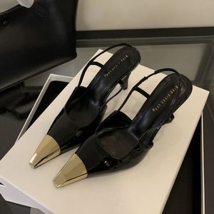 9CM Talons Chic Slingback <b>Closed</b> <b>Toe</b> Sexy Shoes Pumps <b>Black</b> <b>Heels</b> for Women Ladies - Product Image 2