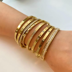 Joyería de Moda, Brazaletes de Circonita Cúbica, Chapados en Oro Real, Resistentes al Agua y al Deslustre, Pulseras y Brazaletes de Joyería Fina - Product Image 3