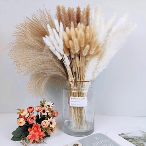 110 PCS Ramo de hierba de Pampa seca Decoración de mesa Bohemia, colas de conejito Flores secas Hierba de pompas marrones para la decoración de la boda del hogar - Product Image 2