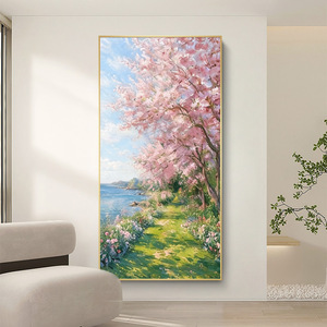 Hand Painted Oil <b>Painting</b> Floral Landscape 3D Textured Wall Art <b>For</b> Entryway Decor With Wood <b>Frame</b> Metal Outer <b>Frame</b> - Product Image 2