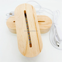 Lampe USB en acrylique 3D lumineuse RGB personnalisée en usine avec base en bois, veilleuse LED blanc chaud en matériau ABS pour usage domestique