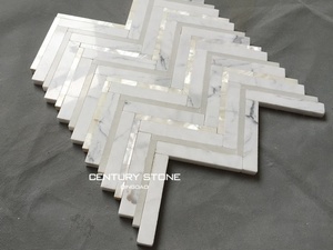 Ý Calacatta Mix Mẹ Của Ngọc Trai Vỏ Trắng Xương Cá Tấm Gạch Mosaic - Product Image 4