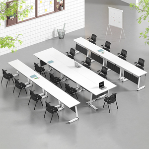 Modern Folding Modular Conference Table Chair Set Easy Assembly Splicing <strong>Long</strong> Table Movable Office <strong>Desk</strong> for Living Room Villa - Product Image 1