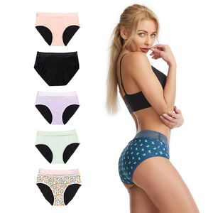 Di alta qualità a prova di periodo a tre strati di cotone organico biancheria intima mestruale per le donne di tutti i giorni elegante arco di bambù tinta tinta - Product Image 2