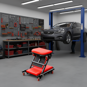 Silla Plegable Resistente de 36 Pulgadas con Ruedas, Capacidad de Carga de 330 Libras, Herramienta de Inspección de Automóviles, Color Rojo - Product Image 2