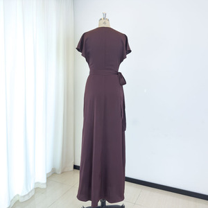 Abbigliamento per adolescenti firmato abito nero avvolgente personalizzato da donna abiti da sera con maniche <span class=keywords><strong>vestaglia</strong></span> per damigella d'onore - Product Image 2