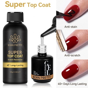 BORN PRETTY Top Coat Gel Lucido Trasparente Senza Residui, Qualità Professionale, Grande Capacità 100ml, Finitura Brillante - Product Image 1
